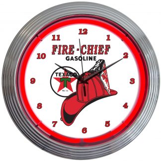 Neonetics Texaco Gasoline Firefighters Red Neon Clock (CCC)