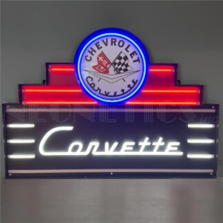Neonetics 29ADCOR Art Deco Maurquee Corvette LED Flex-Neon Sign in Steel Can 39" x 28" (CCC)