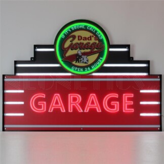 Neonetics 29ADDAD Art Deco Maurquee Dad's Garage LED Flex-Neon Sign in Steel Can 39" x 28" (CCC)
