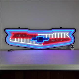 Neonetics 29CHGRL 1957 Chevy Emblem Chevrolet Grille LED Flex-Neon Sign in Steel Can 40” x 13” (CCC)