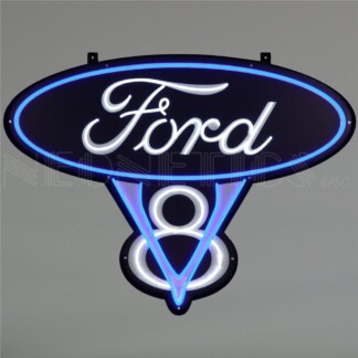 Neonetics 29FV8BW Art Deco Maurquee Ford V8 LED Flex-Neon Sign in Steel Can 40" x 30" (CCC)
